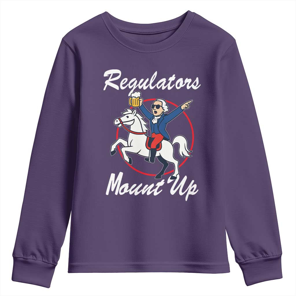 Funny Founding Father Patriotic Drinking Youth Sweatshirt Regulators Mount Up 4th of July TS02 Purple Print Your Wear