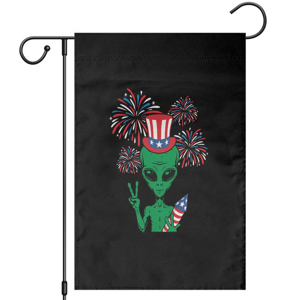 Funny Fourth Of July Alien Garden Flag American USA Flag Fireworks TS11 Black Print Your Wear