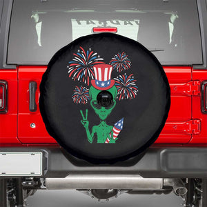Funny Fourth Of July Alien Spare Tire Cover American USA Flag Fireworks TS11 Black Print Your Wear