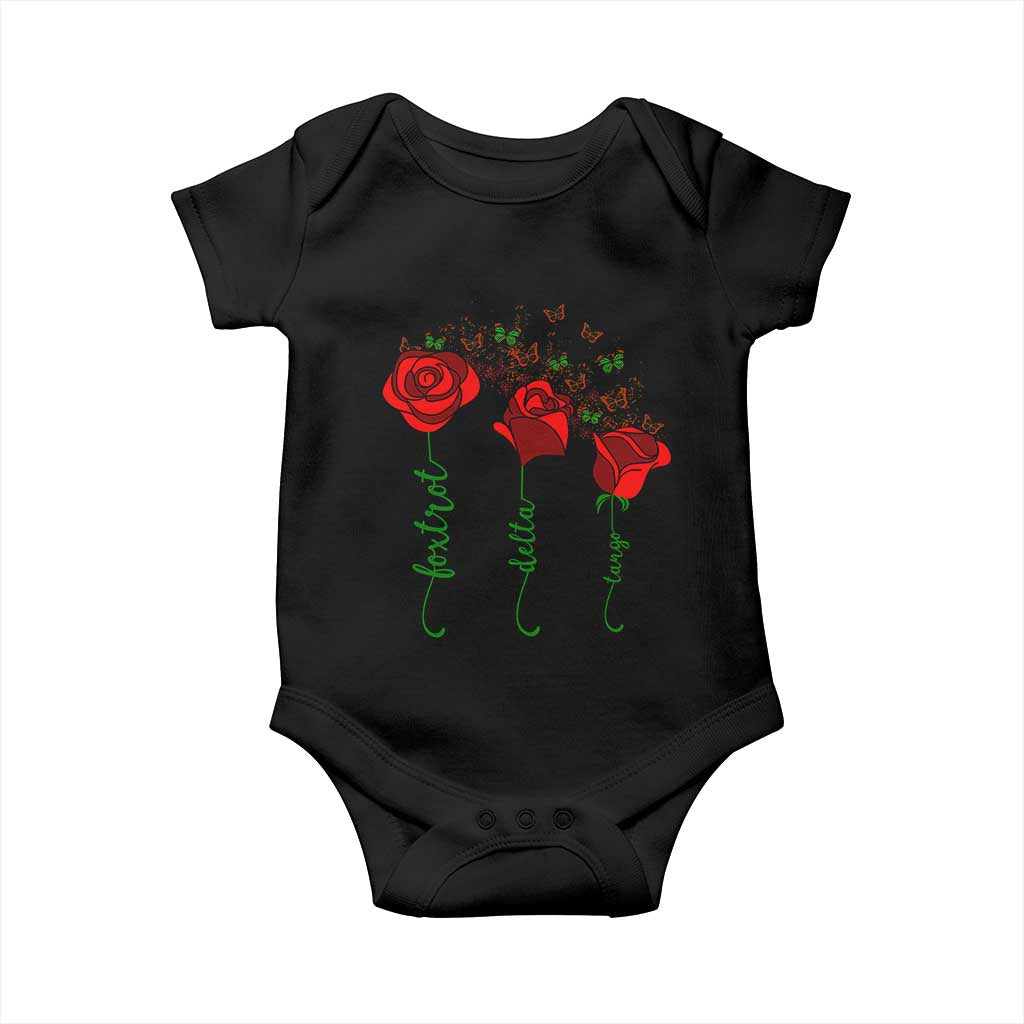 Funny Foxtrot Delta Tango Baby Onesie Vintage Rose Flowers Butterfly TS11 Black Print Your Wear