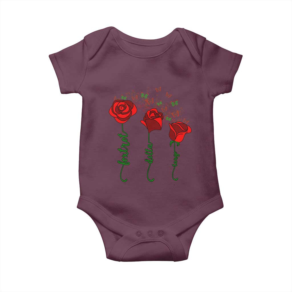 Funny Foxtrot Delta Tango Baby Onesie Vintage Rose Flowers Butterfly TS11 Maroon Print Your Wear