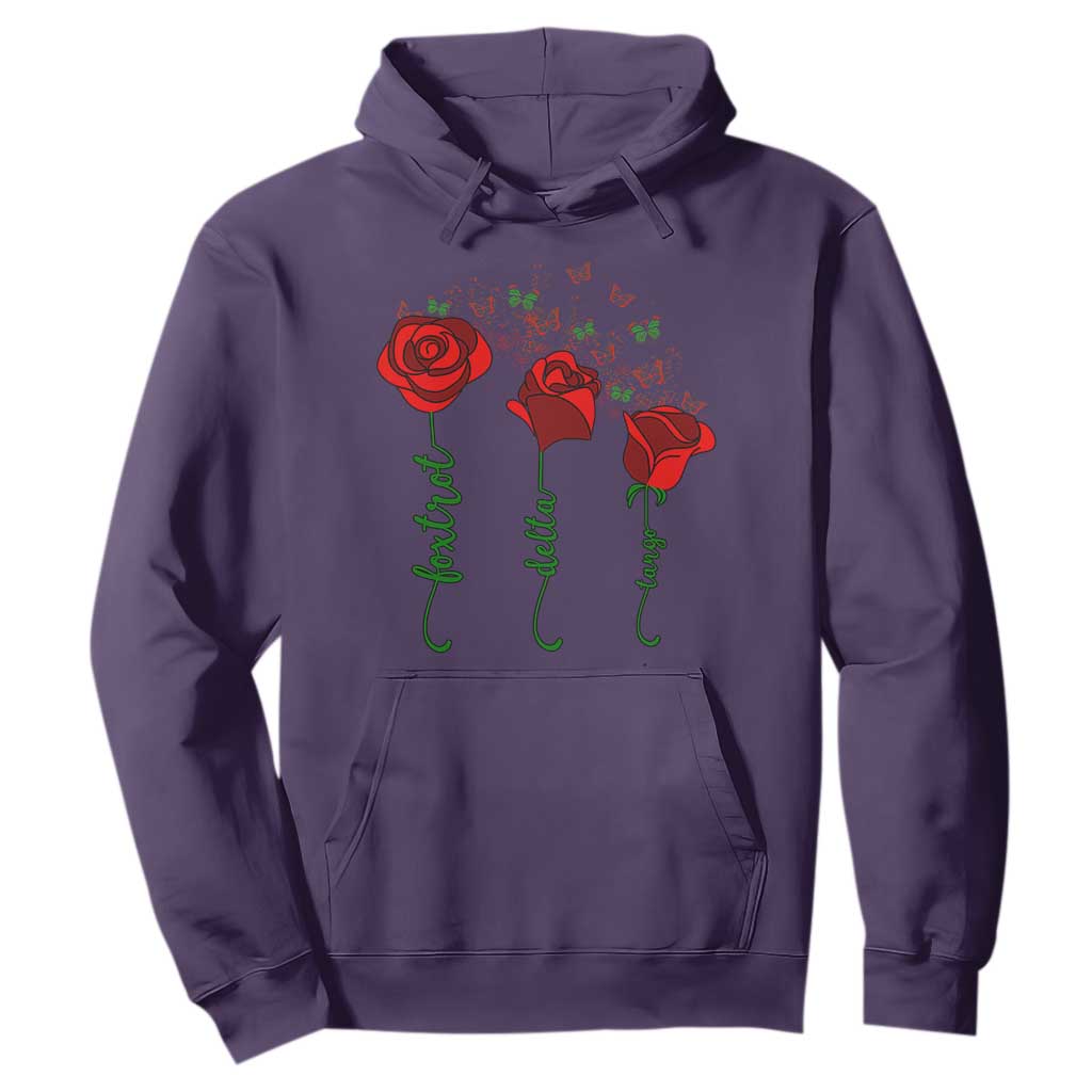 Funny Foxtrot Delta Tango Hoodie Vintage Rose Flowers Butterfly TS11 Purple Print Your Wear