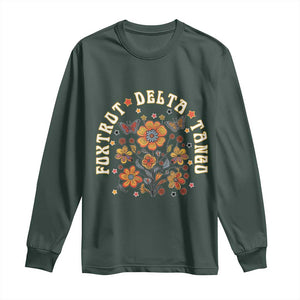 Funny Foxtrot Delta Tango Long Sleeve Shirt Vintage Floral Retro Groovy TS11 Dark Forest Green Print Your Wear