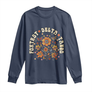 Funny Foxtrot Delta Tango Long Sleeve Shirt Vintage Floral Retro Groovy TS11 Navy Print Your Wear
