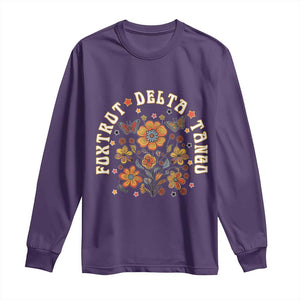 Funny Foxtrot Delta Tango Long Sleeve Shirt Vintage Floral Retro Groovy TS11 Purple Print Your Wear
