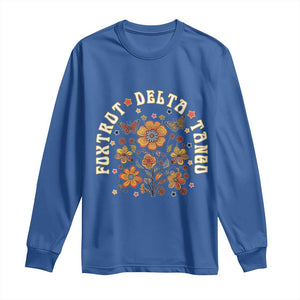 Funny Foxtrot Delta Tango Long Sleeve Shirt Vintage Floral Retro Groovy TS11 Royal Blue Print Your Wear