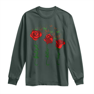 Funny Foxtrot Delta Tango Long Sleeve Shirt Vintage Rose Flowers Butterfly TS11 Dark Forest Green Print Your Wear