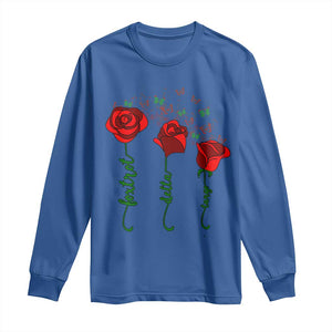 Funny Foxtrot Delta Tango Long Sleeve Shirt Vintage Rose Flowers Butterfly TS11 Royal Blue Print Your Wear