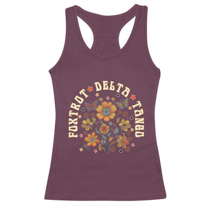 Funny Foxtrot Delta Tango Racerback Tank Top Vintage Floral Retro Groovy TS11 Maroon Print Your Wear
