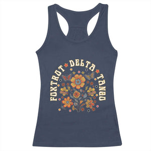Funny Foxtrot Delta Tango Racerback Tank Top Vintage Floral Retro Groovy TS11 Navy Print Your Wear