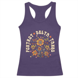 Funny Foxtrot Delta Tango Racerback Tank Top Vintage Floral Retro Groovy TS11 Purple Print Your Wear