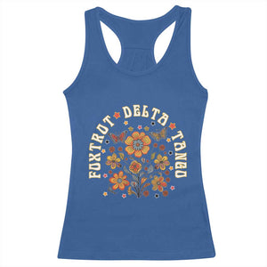 Funny Foxtrot Delta Tango Racerback Tank Top Vintage Floral Retro Groovy TS11 Royal Blue Print Your Wear
