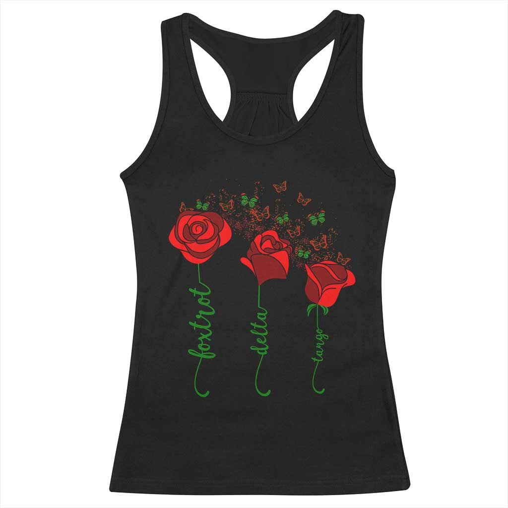 Funny Foxtrot Delta Tango Racerback Tank Top Vintage Rose Flowers Butterfly TS11 Black Print Your Wear