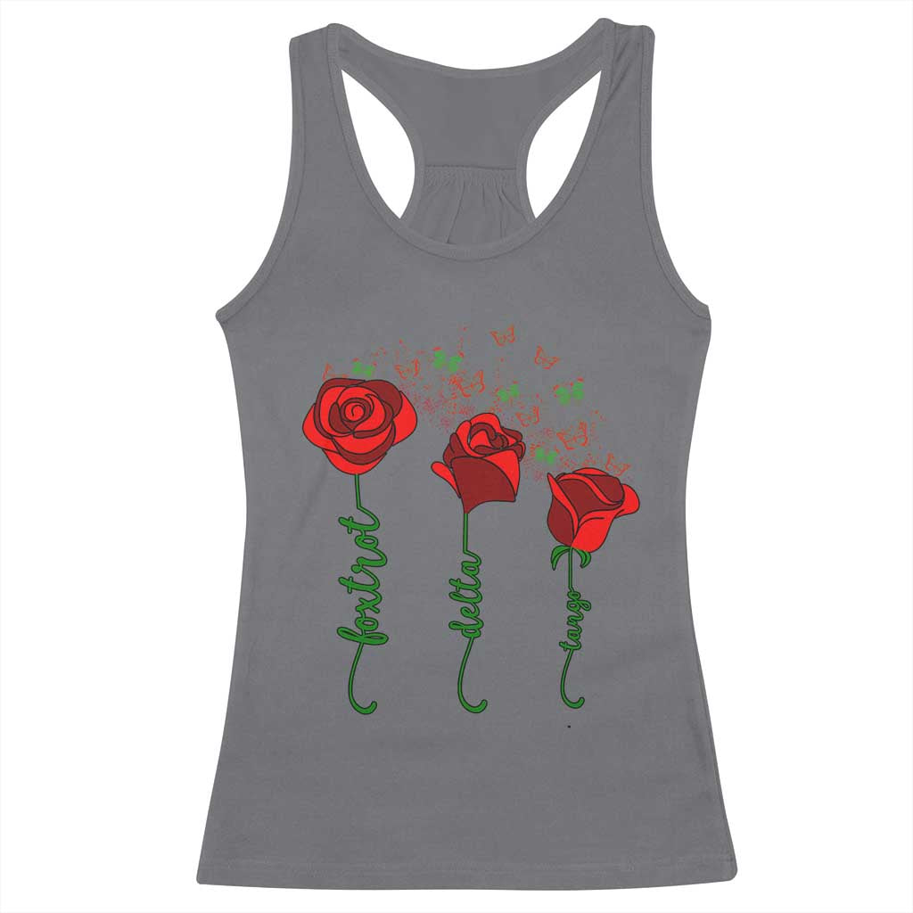 Funny Foxtrot Delta Tango Racerback Tank Top Vintage Rose Flowers Butterfly TS11 Charcoal Print Your Wear