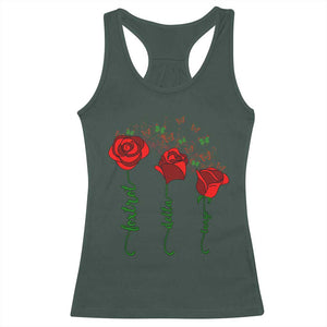 Funny Foxtrot Delta Tango Racerback Tank Top Vintage Rose Flowers Butterfly TS11 Dark Forest Green Print Your Wear
