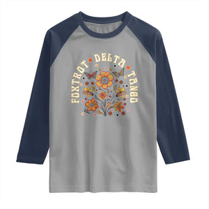 Funny Foxtrot Delta Tango Raglan Shirt Vintage Floral Retro Groovy TS11 Sport Gray Navy Print Your Wear