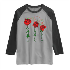 Funny Foxtrot Delta Tango Raglan Shirt Vintage Rose Flowers Butterfly TS11 Sport Gray Black Print Your Wear