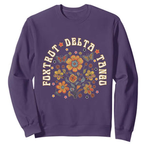 Funny Foxtrot Delta Tango Sweatshirt Vintage Floral Retro Groovy TS11 Purple Print Your Wear
