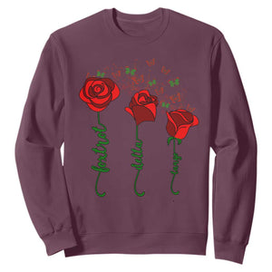 Funny Foxtrot Delta Tango Sweatshirt Vintage Rose Flowers Butterfly TS11 Maroon Print Your Wear