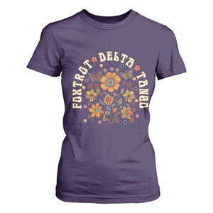 Funny Foxtrot Delta Tango T Shirt For Women Vintage Floral Retro Groovy TS11 Purple Print Your Wear