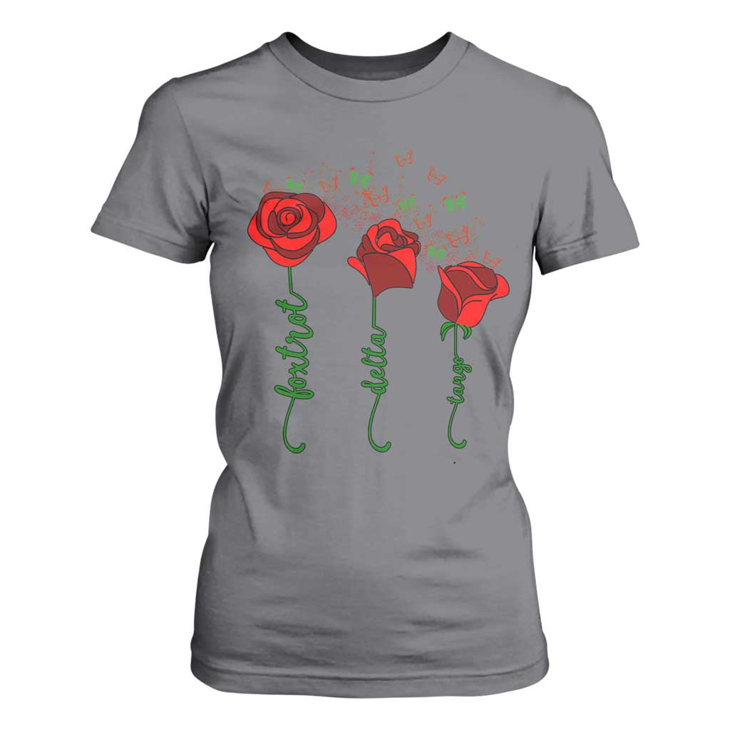 Funny Foxtrot Delta Tango T Shirt For Women Vintage Rose Flowers Butterfly TS11 Charcoal Print Your Wear