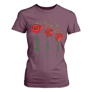 Funny Foxtrot Delta Tango T Shirt For Women Vintage Rose Flowers Butterfly TS11 Maroon Print Your Wear