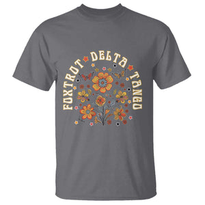 Funny Foxtrot Delta Tango T Shirt Vintage Floral Retro Groovy TS11 Charcoal Print Your Wear