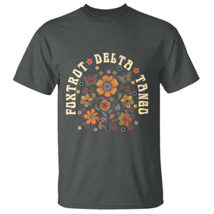 Funny Foxtrot Delta Tango T Shirt Vintage Floral Retro Groovy TS11 Dark Heather Print Your Wear