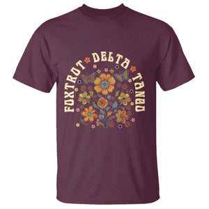 Funny Foxtrot Delta Tango T Shirt Vintage Floral Retro Groovy TS11 Maroon Print Your Wear