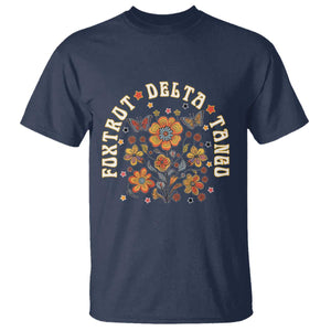 Funny Foxtrot Delta Tango T Shirt Vintage Floral Retro Groovy TS11 Navy Print Your Wear