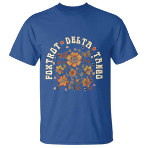 Funny Foxtrot Delta Tango T Shirt Vintage Floral Retro Groovy TS11 Royal Blue Print Your Wear