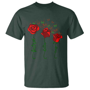Funny Foxtrot Delta Tango T Shirt Vintage Rose Flowers Butterfly TS11 Dark Forest Green Print Your Wear