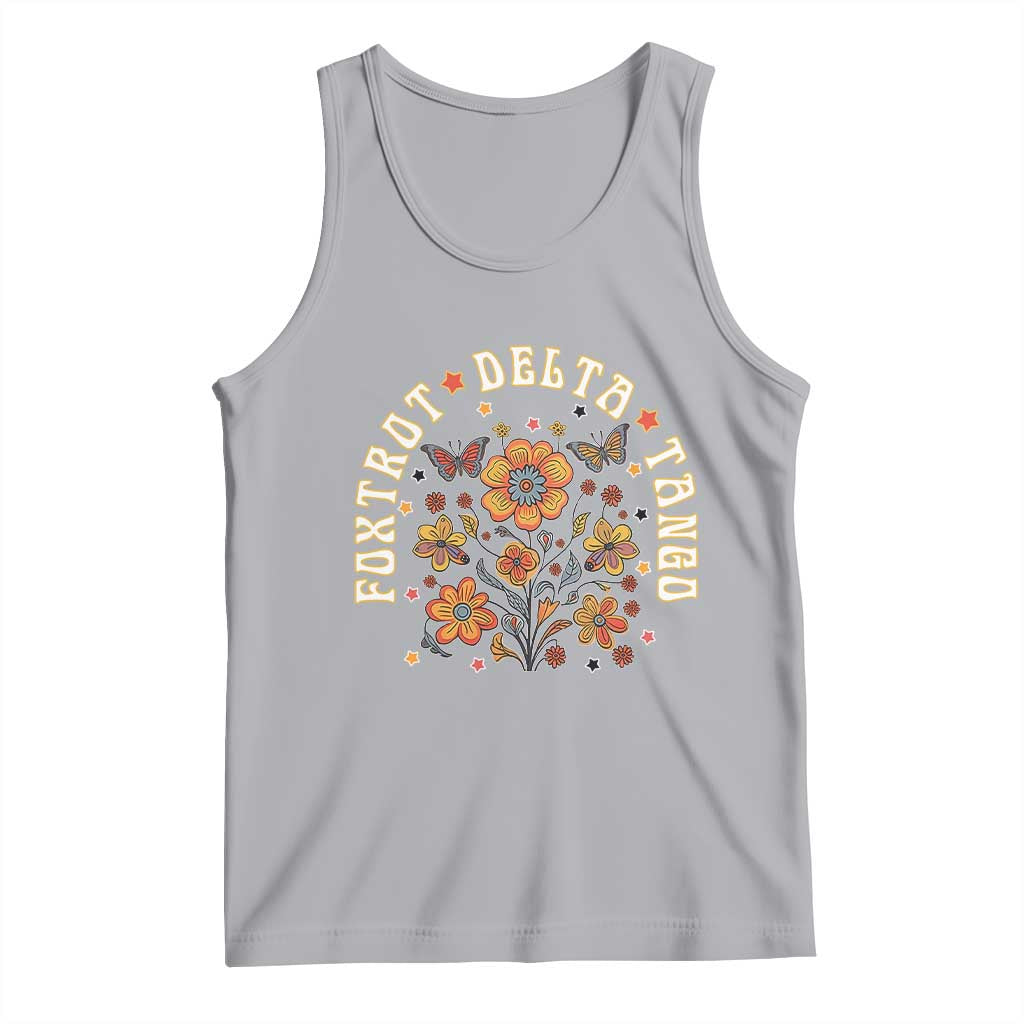 Funny Foxtrot Delta Tango Tank Top Vintage Floral Retro Groovy TS11 Athletic Heather Print Your Wear