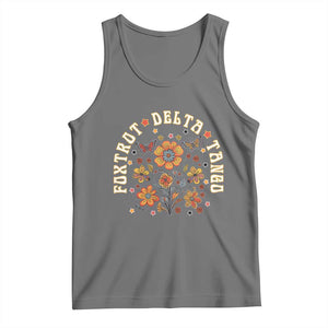 Funny Foxtrot Delta Tango Tank Top Vintage Floral Retro Groovy TS11 Black Heather Print Your Wear