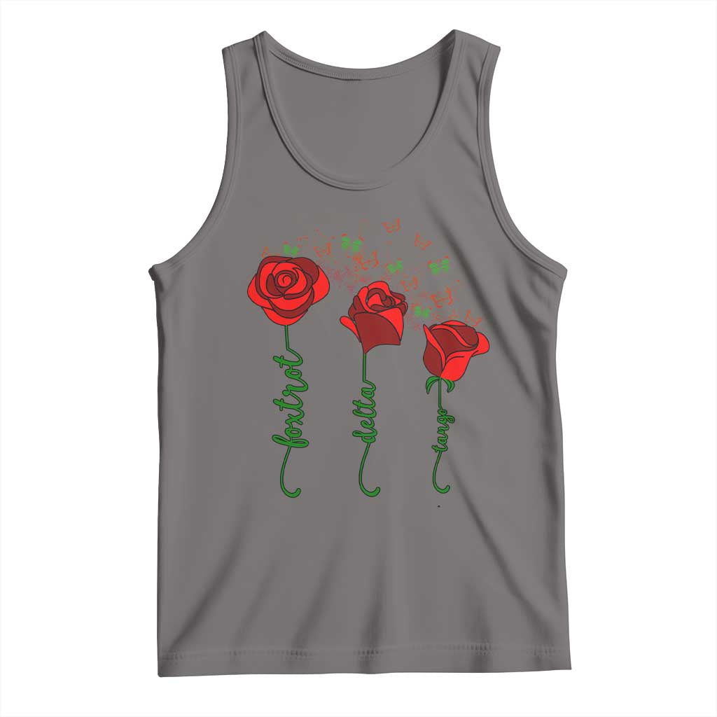 Funny Foxtrot Delta Tango Tank Top Vintage Rose Flowers Butterfly TS11 Deep Heather Print Your Wear