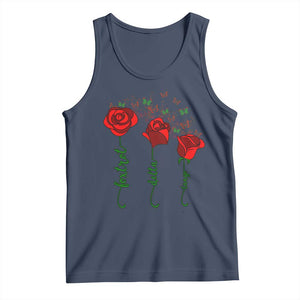 Funny Foxtrot Delta Tango Tank Top Vintage Rose Flowers Butterfly TS11 Navy Print Your Wear