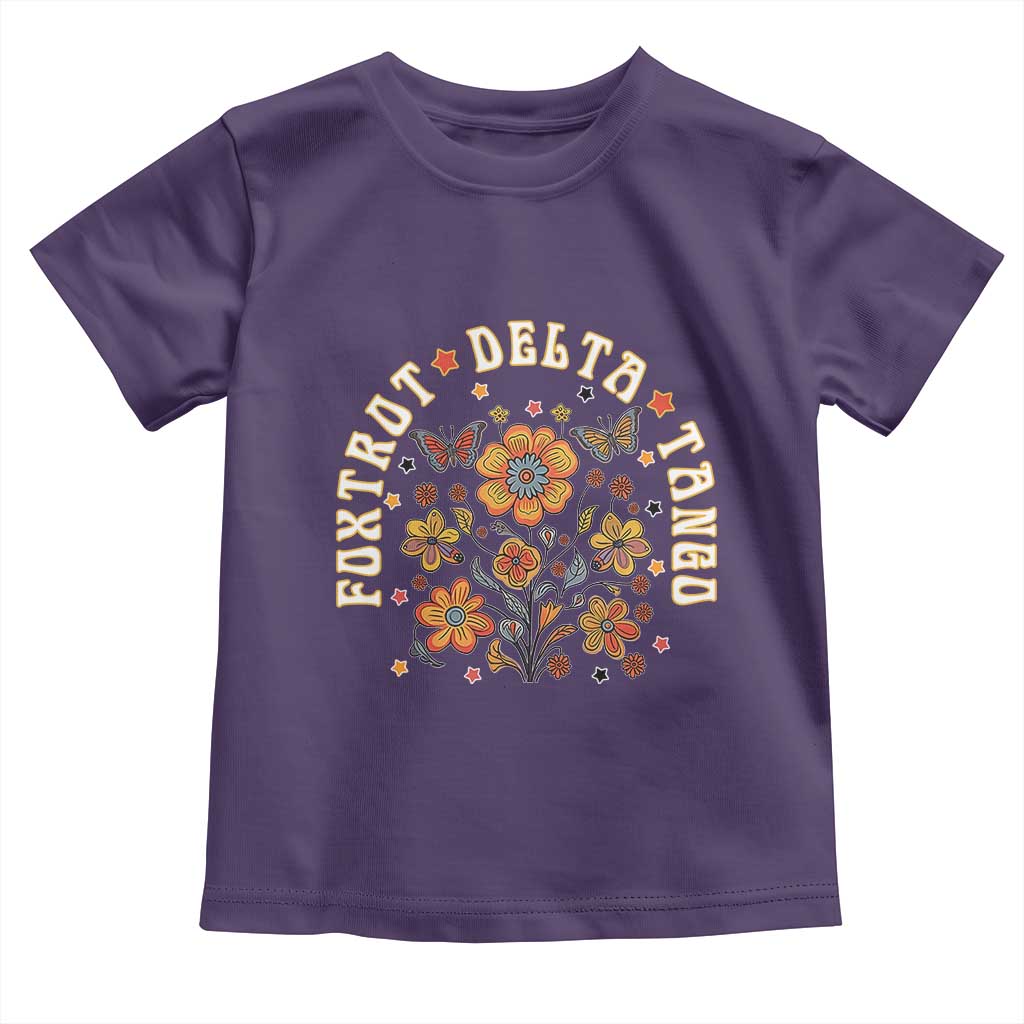 Funny Foxtrot Delta Tango Toddler T Shirt Vintage Floral Retro Groovy TS11 Purple Print Your Wear