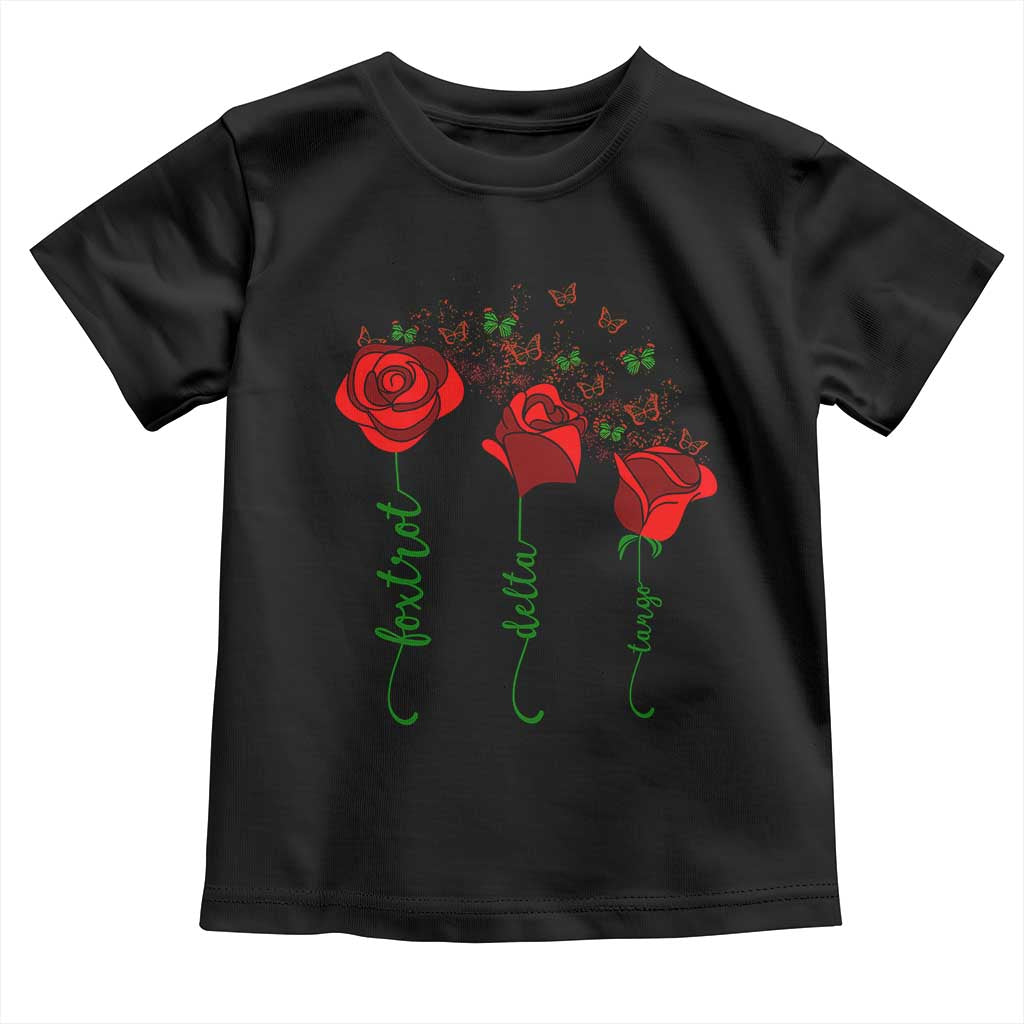 Funny Foxtrot Delta Tango Toddler T Shirt Vintage Rose Flowers Butterfly TS11 Black Print Your Wear