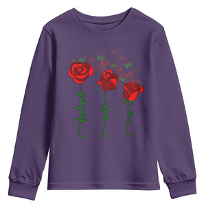 Funny Foxtrot Delta Tango Youth Sweatshirt Vintage Rose Flowers Butterfly TS11 Purple Print Your Wear