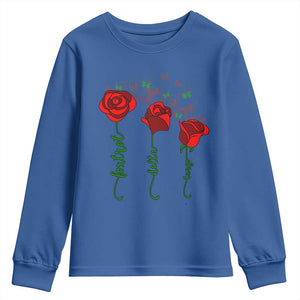Funny Foxtrot Delta Tango Youth Sweatshirt Vintage Rose Flowers Butterfly TS11 Royal Blue Print Your Wear