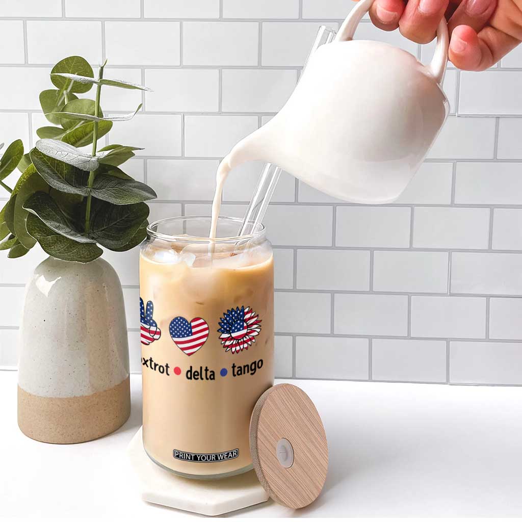Funny Foxtrots Delta Tangos Glass Can American Flag Peace Sign Heart Sunflower TS02 Print Your Wear