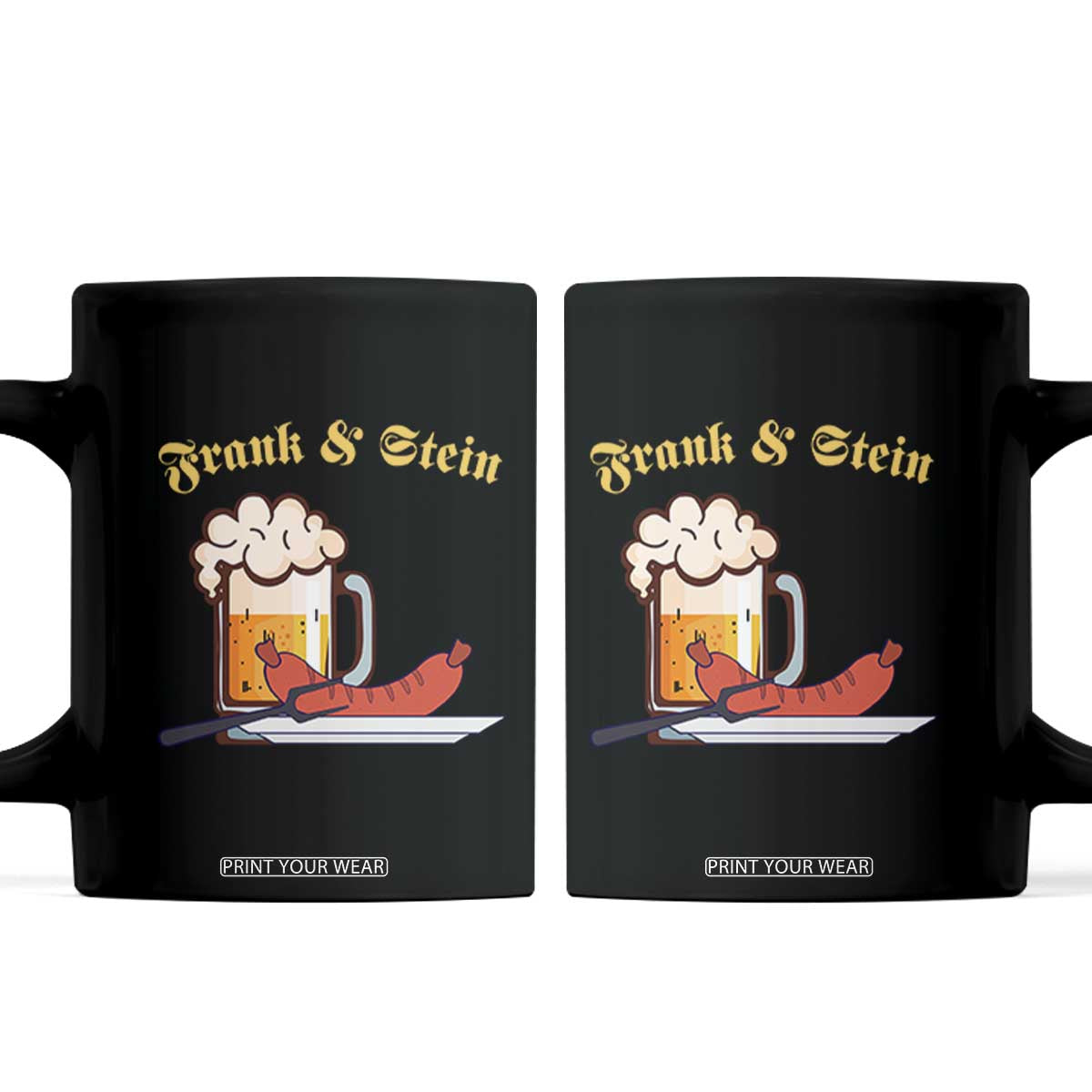 Funny Frank & Stein Coffee Mug German Beer Drinking Oktoberfest Sausage TS11 Black Print Your Wear