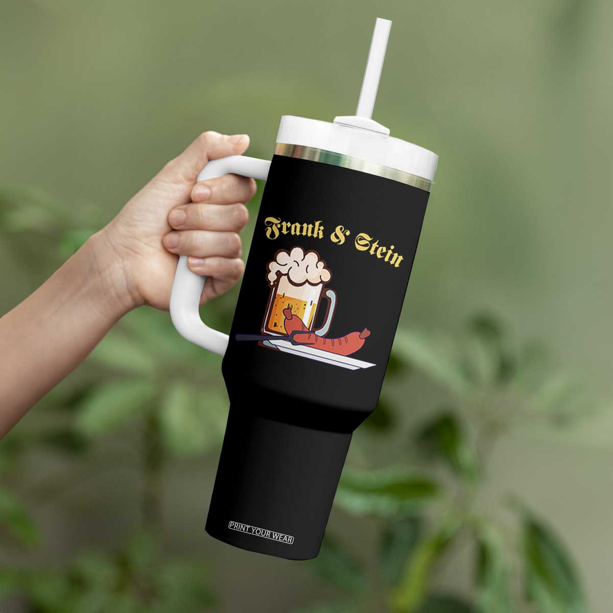 Funny Frank & Stein Tumbler With Handle German Beer Drinking Oktoberfest Sausage TS11 Print Your Wear