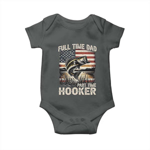 Funny Full Time Dad Part Time Hooker Baby Onesie Fisherman Father's Day American Flag TS11 Dark Heather Print Your Wear