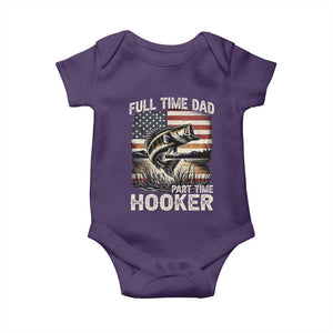 Funny Full Time Dad Part Time Hooker Baby Onesie Fisherman Father's Day American Flag TS11 Purple Print Your Wear