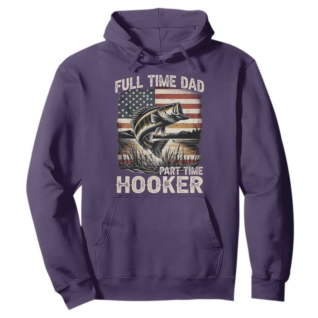Funny Full Time Dad Part Time Hooker Hoodie Fisherman Father's Day American Flag TS11 Purple Print Your Wear