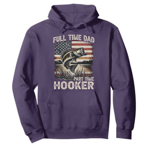 Funny Full Time Dad Part Time Hooker Hoodie Fisherman Father's Day American Flag TS11 Purple Print Your Wear