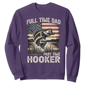 Funny Full Time Dad Part Time Hooker Sweatshirt Fisherman Father's Day American Flag TS11 Purple Print Your Wear