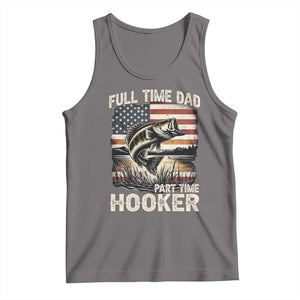 Funny Full Time Dad Part Time Hooker Tank Top Fisherman Father's Day American Flag TS11 Deep Heather Print Your Wear