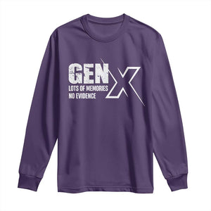 Funny Gen X Lots Of Memories No Evidence Long Sleeve Shirt TS11 Purple Print Your Wear